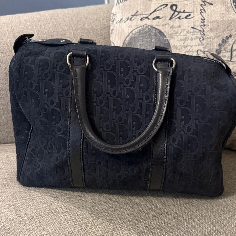 Vintage Christian Dior Suede Boston Bag w COA - Picture 2 of 8